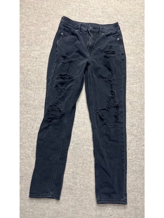 American Eagle Outfitters Denim - American Eagle High Rise Distressed Mom Jeans Stretch Baggy Ripped Black Denim 2